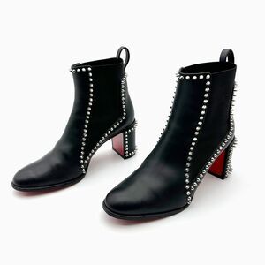 CHRISTIAN LOUBOUTIN Out Line Spikes Leather Chelsea Boots Size 39 US 8.5 Studded